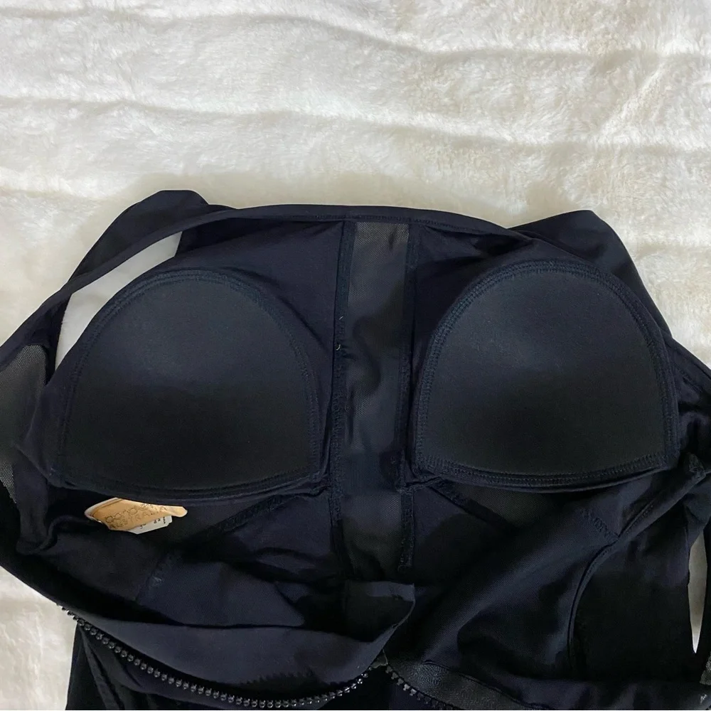 bond-eye Australia Zip Racer Back Mesh Sail Affair Swimsuit Black High Neck Sz 6